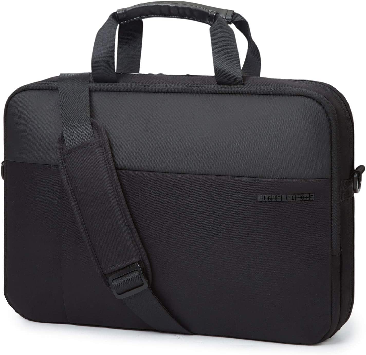 230816072933915_1 LIGHT FLIGHT 17.3 Inch Laptop Bag, Expandable Briefcase for Men Women,Slim Laptop Case for Computer,Travel Business Bag,Black - Image 1